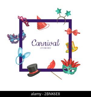 Vector avec masques et accessoires de fête Illustration de Vecteur