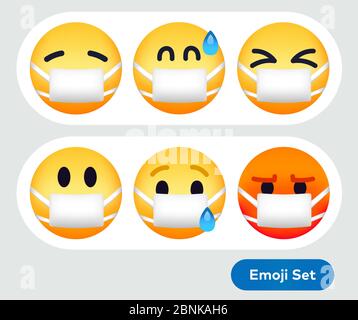Émoticone port de masque coronavirus malade emojis Illustration de Vecteur
