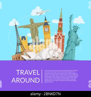 Vector World sights arrière-plan avec lieu pour le texte Illustration de Vecteur