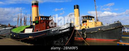 Vue sur le bateau à vapeur Brent à Hythe Quay, rivière Chelmer, ville de Maldon, comté d'Essex, Angleterre, Royaume-Uni Banque D'Images