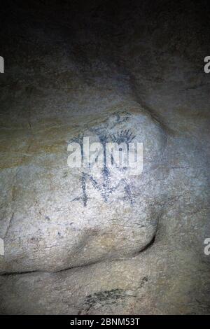 Caraïbes, grandes Antilles, République dominicaine, Samaná, Parc National de Los Haitises, peinture de cavernes des aborigènes de Taino dans le Parc National de Los Haitises en République Dominicaine Banque D'Images