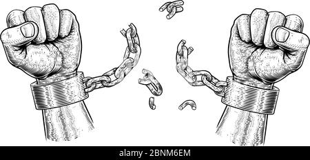 Menottes de manille à chaîne qui se brise les mains Illustration de Vecteur