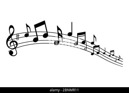 Note musicale. Staff TREBLE Clef notes musicien concept vecteur isolé sur fond transparent. Illustration du son de la musique Banque D'Images