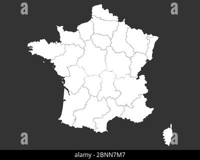 Carte de France avec illustration vectorielle des limites. Gris, blanc. Illustration de Vecteur