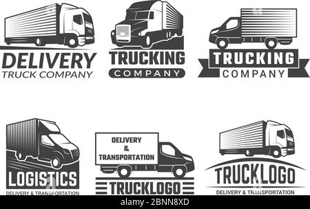 Logo transport. Silhouette de camion divers emblèmes de thème logistique. Logo d'entreprise Vector isolé Illustration de Vecteur