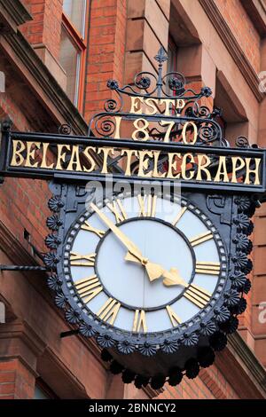 Belfast Telegraph Clock, Belfast, Irlande du Nord, Royaume-Uni Banque D'Images