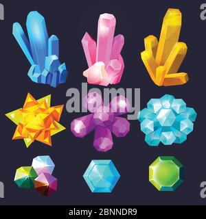 Dessin animé en pierres précieuses en cristal. Pierres bijoux pierres pierres pierres pierres pierres pierres pierres pierres quartz améthyst vecteur bijoux illustrations Illustration de Vecteur