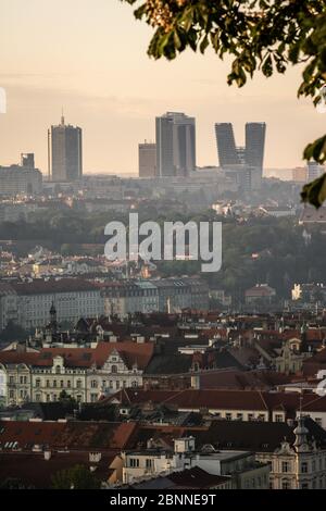 Vue aérienne au lever du soleil à prague. Travel concept, République tchèque Banque D'Images