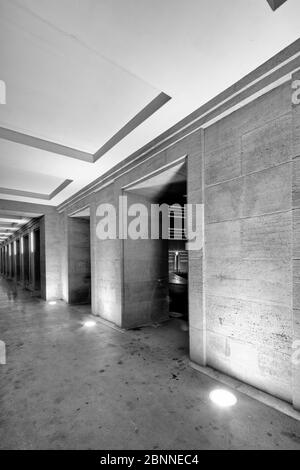 Bureau de l'Administration de l'État de Thuringe, arcades, heure bleue, soirée, Weimar, Thuringe, Allemagne, Banque D'Images