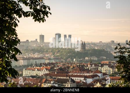 Vue aérienne au lever du soleil à prague. Travel concept, République tchèque Banque D'Images