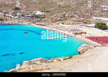 Super Paradise Beach, Mykonos, Cyclades, Grèce Banque D'Images