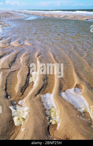 Gros plan des vagues de sable sur la plage, Sylt, Allemagne Banque D'Images