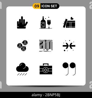 Symboles d'icônes universels Groupe de 9 solides modernes Glyphes de laboratoire, d'équipement, d'amour, de construction, de groupe modifiable d'éléments de conception vectorielle Illustration de Vecteur