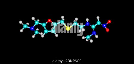 Ranitidine est un médicament qui diminue la production d'acide gastrique. Il est couramment utilisé dans le traitement de l'ulcère peptique, reflux gastro-oesophagien d Banque D'Images