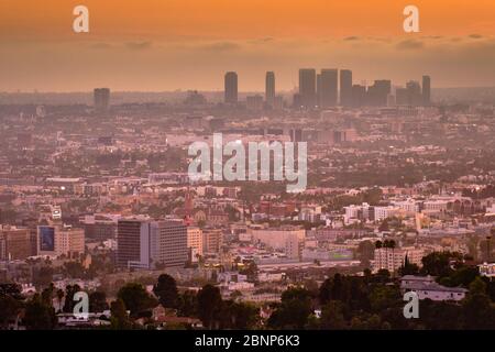 États-Unis, États-Unis d'Amérique, Californie, Los Angeles, centre-ville, Hollywood, Beverly Hills, vue de l'observatoire Griffith, Banque D'Images