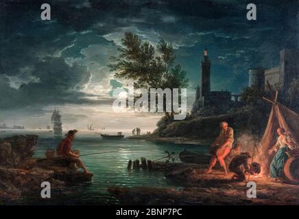 Les quatre fois de jour - nuit - Claude-Joseph Vernet, 1757 Banque D'Images