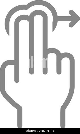 Appuyez avec deux doigts et faites glisser l'icône de ligne droite. Symbole de mouvement de la main de l'écran tactile Illustration de Vecteur