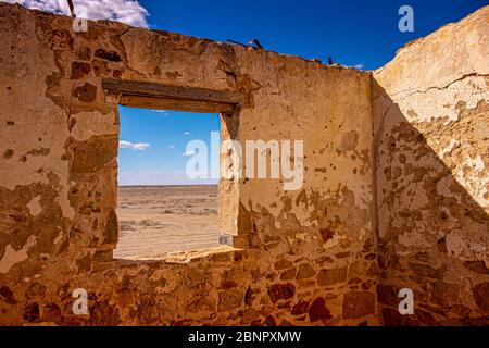 Margaret Siding sur le chemin de fer Old Ghan près du lac Eyre dans l'Outback de l'Australie méridionale. Banque D'Images