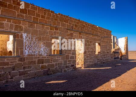 Margaret Siding sur le chemin de fer Old Ghan près du lac Eyre dans l'Outback de l'Australie méridionale. Banque D'Images