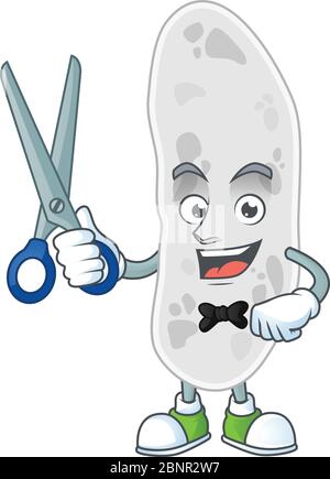Une image de gemmatimonadetes personnage de dessin animé Barber travaillant avec le ciseau Illustration de Vecteur