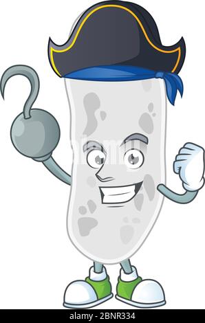 mascotte style de conception de gemmatimonadetes comme un pirate ayant une main crochet Illustration de Vecteur