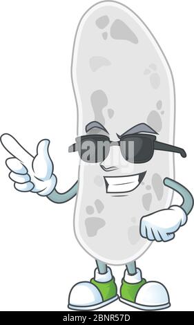 Super cool gemmatimonadetes dessin de style dessin animé portant des lunettes noires Illustration de Vecteur