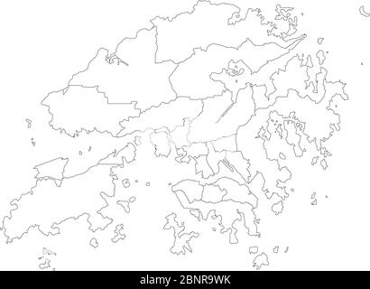 Carte de Hong kong avec vecteur des provinces. Fond blanc et contour noir. Idéal pour les concepts d'entreprise, les arrière-plans, la toile de fond, la bannière, l'affiche, le graphique, Illustration de Vecteur