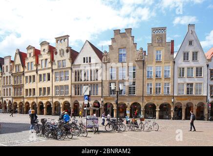 Maisons à pignons sur Prinzipalmarkt, Münster, Rhénanie-du-Nord-Westphalie, Allemagne Banque D'Images