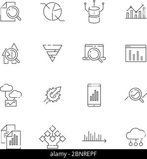 Icône d'analyse des données. Symboles vectoriels d'analyse du schéma de gestion graphique de stratégie d'entreprise Illustration de Vecteur