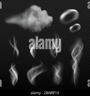 Vapeur et fumée. VAPE formes cuisine chaude odeur vecteur images réalistes Illustration de Vecteur