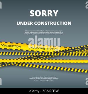 Sous page de construction. Modèle de conception de site Web avec attention danger bandes modèle d'interface utilisateur vectoriel de type de sécurité Illustration de Vecteur