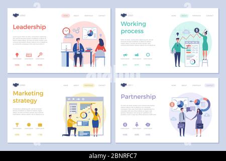 Pages d'accueil d'entreprise. Modèle d'interface utilisateur de conception Web Clean design images hommes d'affaires directeurs de bureau équipe travaux images vectorielles Illustration de Vecteur