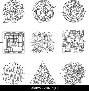 Les lignes du chaos. Scribble forme désordonnée de filetage motif vecteur formes abstraites Illustration de Vecteur