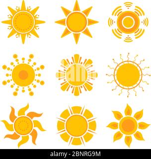 Graphiques Sun. Collection jaune vecteur de symboles soleil d'été Illustration de Vecteur