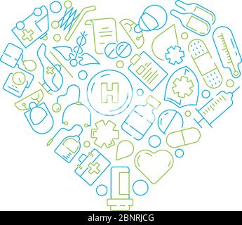 Symboles de santé. Médecine icône médecin pilules médicaments en forme de cercle concept de santé fond vectoriel Illustration de Vecteur