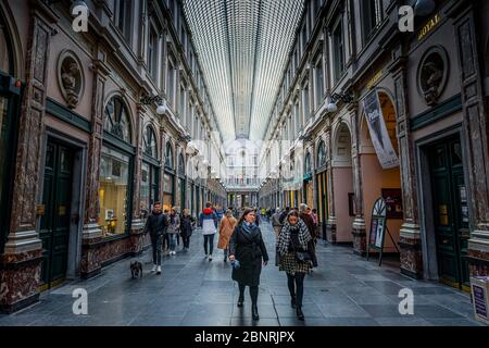 Europe, Belgique, Bruxelles, ville, centre-ville, shopping, passage, Royales Saint-Hubert Banque D'Images