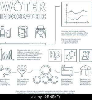 Infographie sur l'eau. Systèmes de purification de liquides qualité eau propre graphiques graphiques graphiques graphiques graphiques graphiques vecteur modèle de conception graphique Illustration de Vecteur