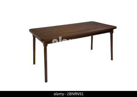 Bois table Beaultiful sur fond blanc. Banque D'Images