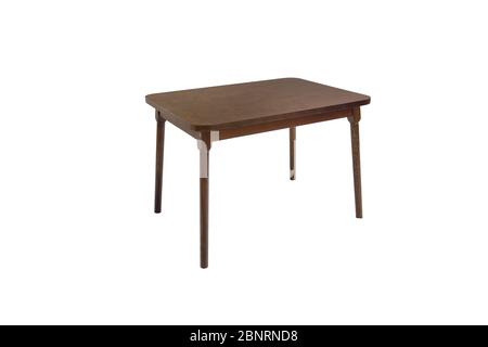 Bois table Beaultiful sur fond blanc. Banque D'Images