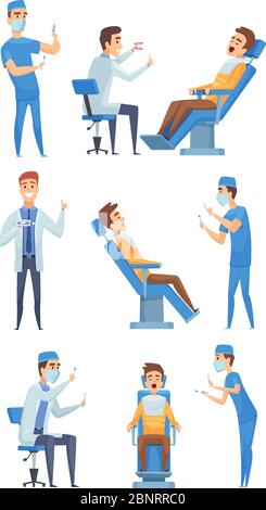 Dentistes matériel médical. Personnages de soins de santé équipement stomatologique pour dentistes clinique bouche diagnostic cabinet images vectorielles Illustration de Vecteur