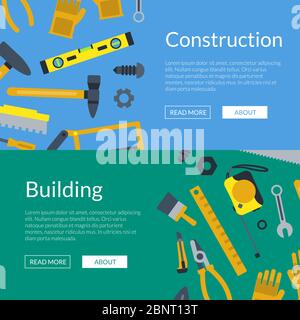 Illustration de la bannière Web des outils de construction plats vectoriels Illustration de Vecteur
