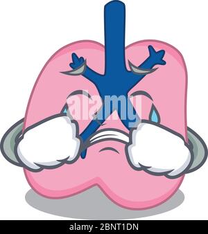 Conception de la caricature du poumon ayant un visage triste Illustration de Vecteur