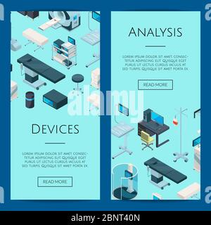 Illustration de la bannière Web des icônes isométriques de l'hôpital Vector Illustration de Vecteur