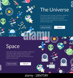 Illustration des modèles de bannière Web des icônes d'espace plat vectoriel Illustration de Vecteur