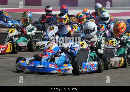 Carlos Sainz au cours de sa carrière de karting, le pilote espagnol a récemment signé pour Ferrari pour la saison 2021 et au-delà, en remplacement de Sebastian Vettel. Il est le fils du double champion du monde de rallye Carlos Sainz. Banque D'Images