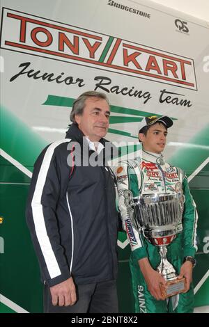Carlos Sainz au cours de sa carrière de karting, le pilote espagnol a récemment signé pour Ferrari pour la saison 2021 et au-delà, en remplacement de Sebastian Vettel. Il est le fils du double champion du monde de rallye Carlos Sainz. Banque D'Images