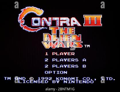 Contra III 3 les guerres d'Alien - SNES Super Nintendo - usage éditorial seulement Banque D'Images