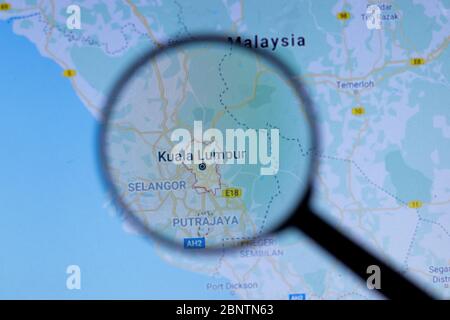 Los Angeles, Californie, Etats-Unis - 1er mai 2020 : Kuala Lumpur City Nom de la ville avec emplacement sur la carte en gros plan, éditorial Banque D'Images