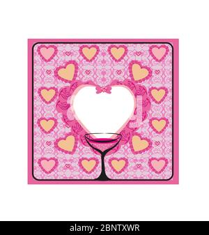 Valentines Day hearts avec champagne et d'arrière-plan Illustration de Vecteur