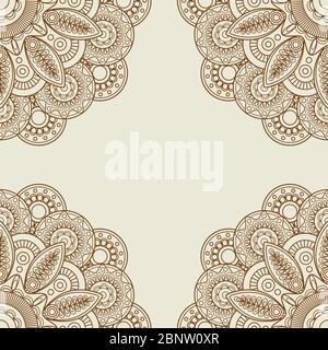 Cadre en tatouage au henné fleuri de boho Doodle. Illustration vectorielle Illustration de Vecteur